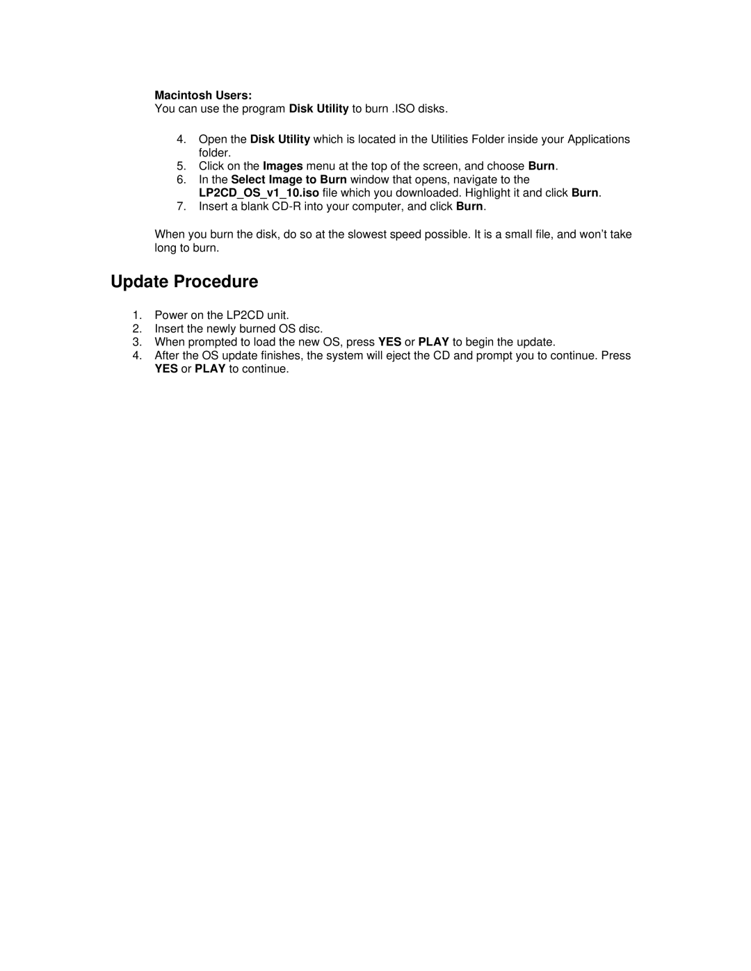 ION LP 2 CD manual Update Procedure 