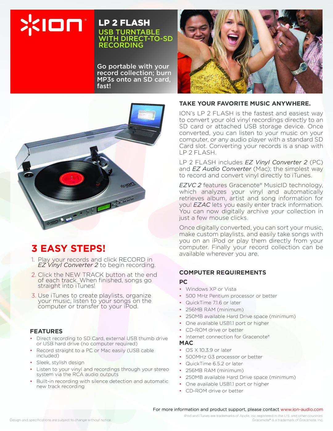 ION LP 2 FLASH specifications Easy steps, LP 2 Flash 