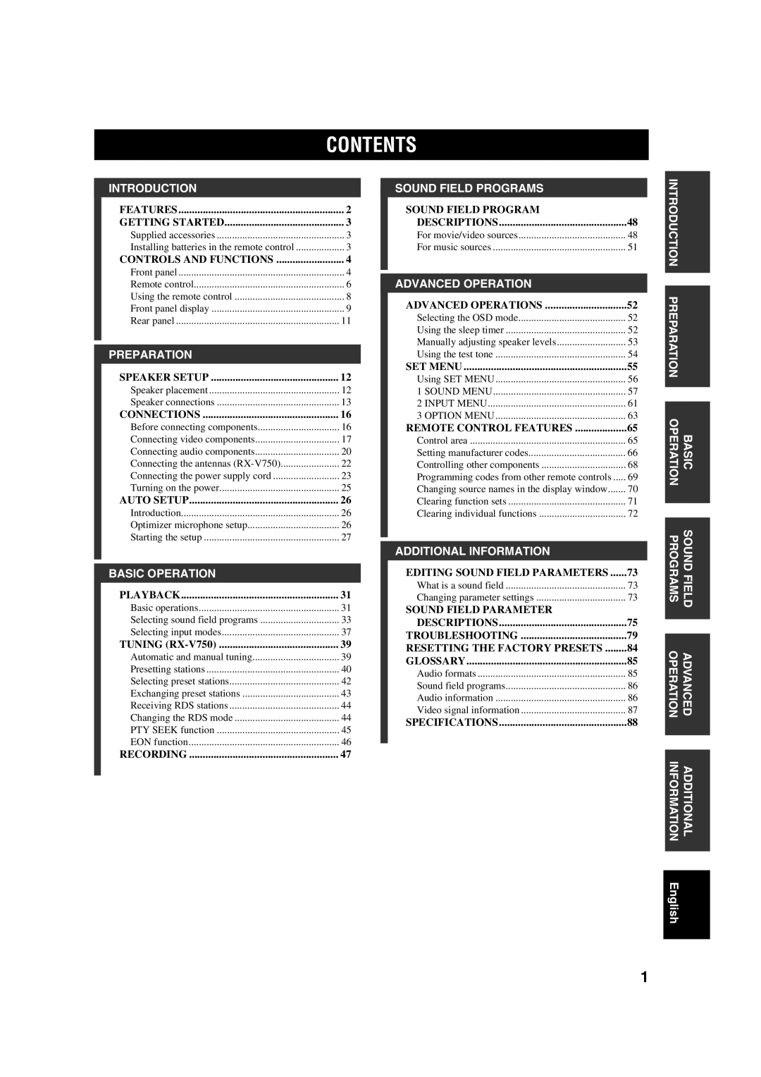 ION DSP-AX750SE, RX-V750 owner manual Contents 