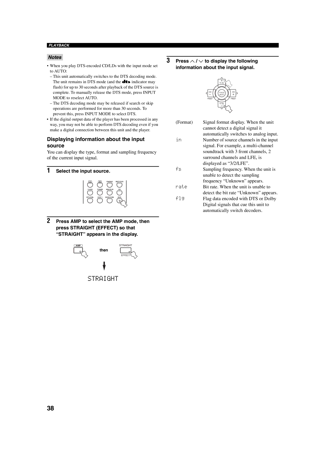 ION RX-V750, DSP-AX750SE owner manual Displaying information about the input, Source, Press u / d to display the following 