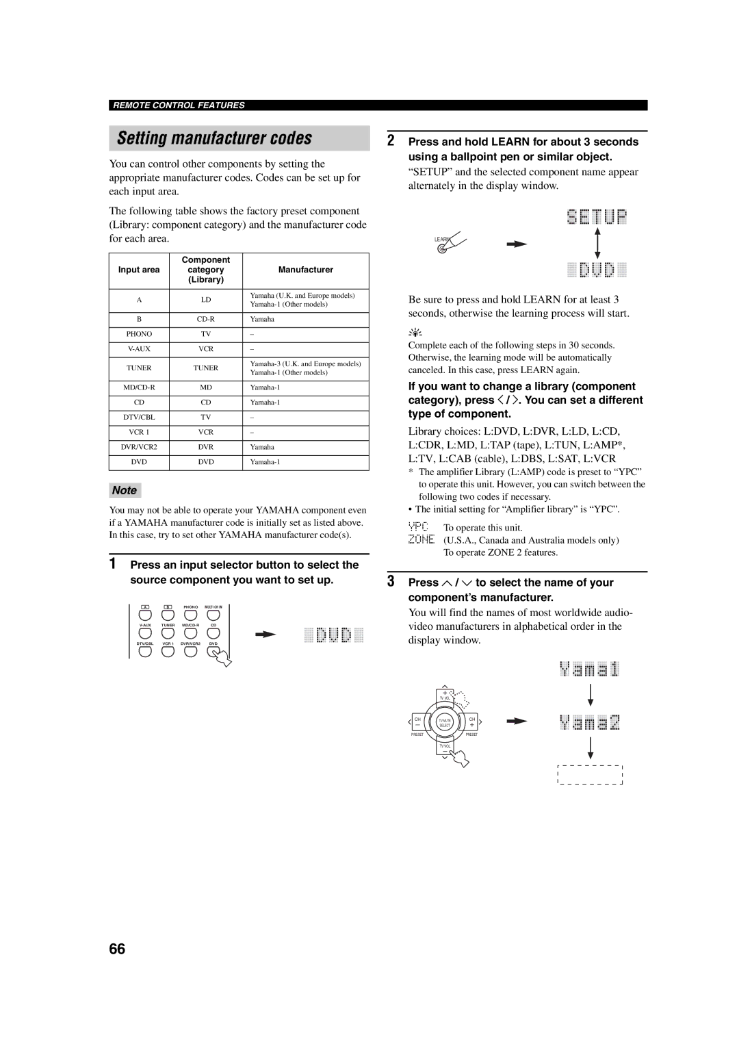 ION RX-V750, DSP-AX750SE owner manual Setting manufacturer codes, Manufacturer 