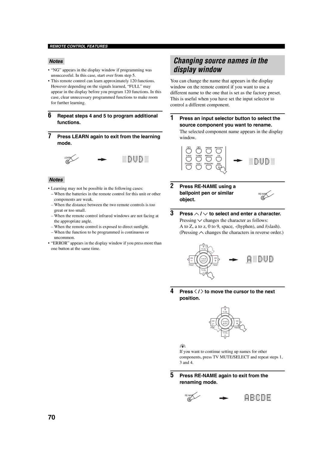 ION RX-V750, DSP-AX750SE owner manual Changing source names in the display window 