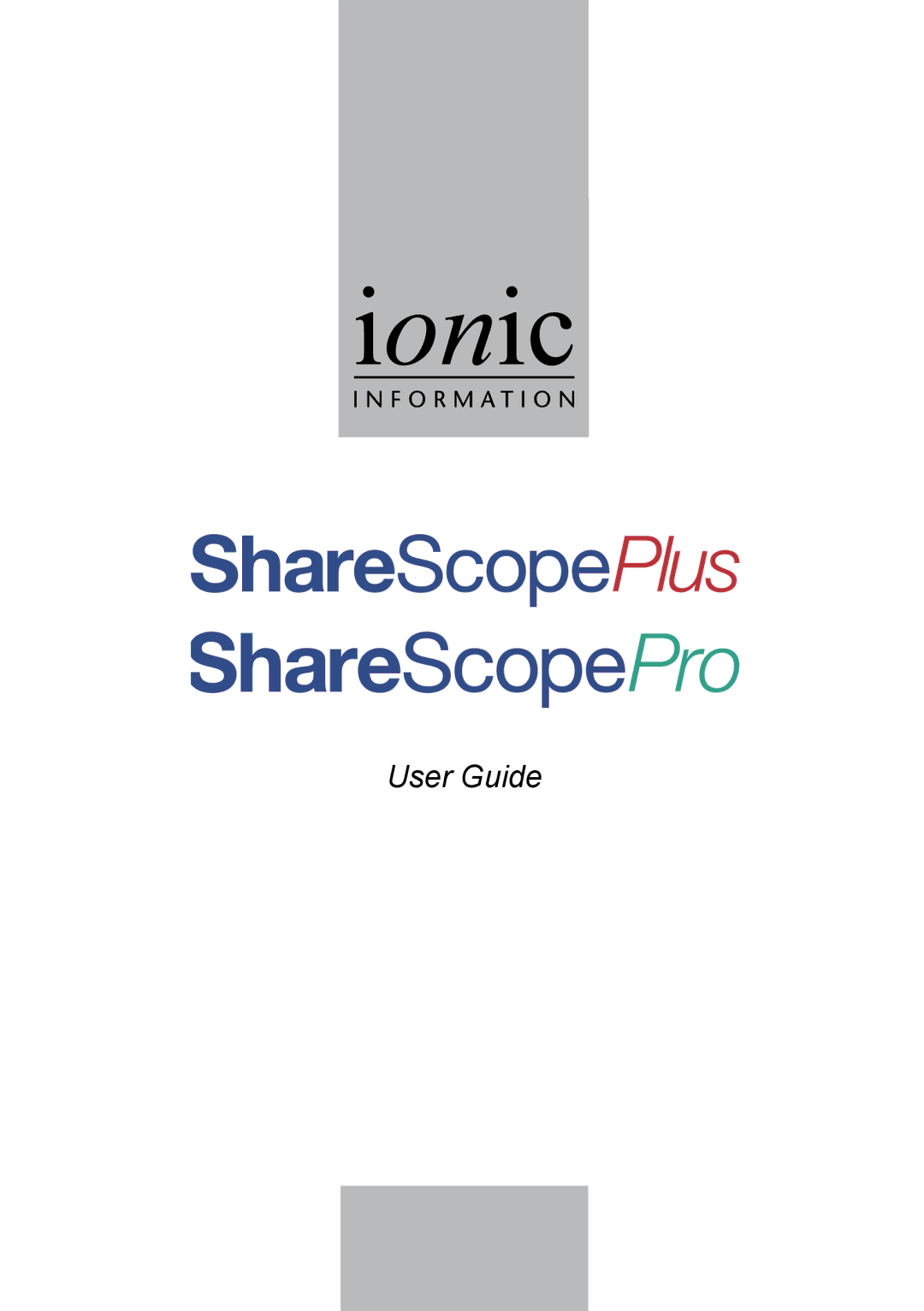 Ionic Pro Plus, Pro manual User Guide 