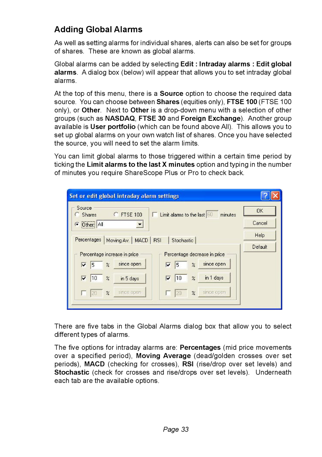 Ionic Pro Plus, Pro manual Adding Global Alarms 