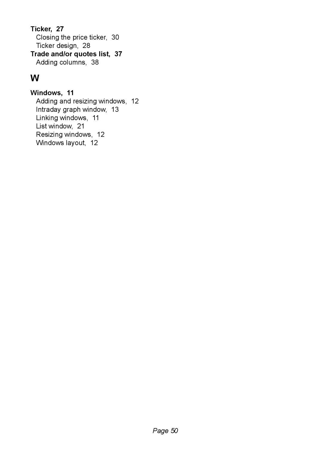 Ionic Pro Pro, Plus manual Ticker, Trade and/or quotes list, 37 Adding columns Windows 