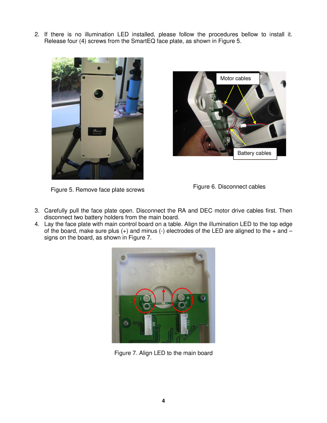 iOptron 3130 user manual Remove face plate screws 