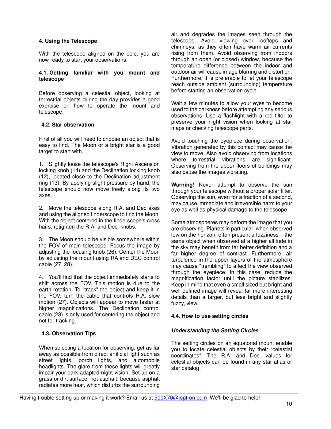 iOptron 6002, 6001 instruction manual Understanding the Setting Circles 