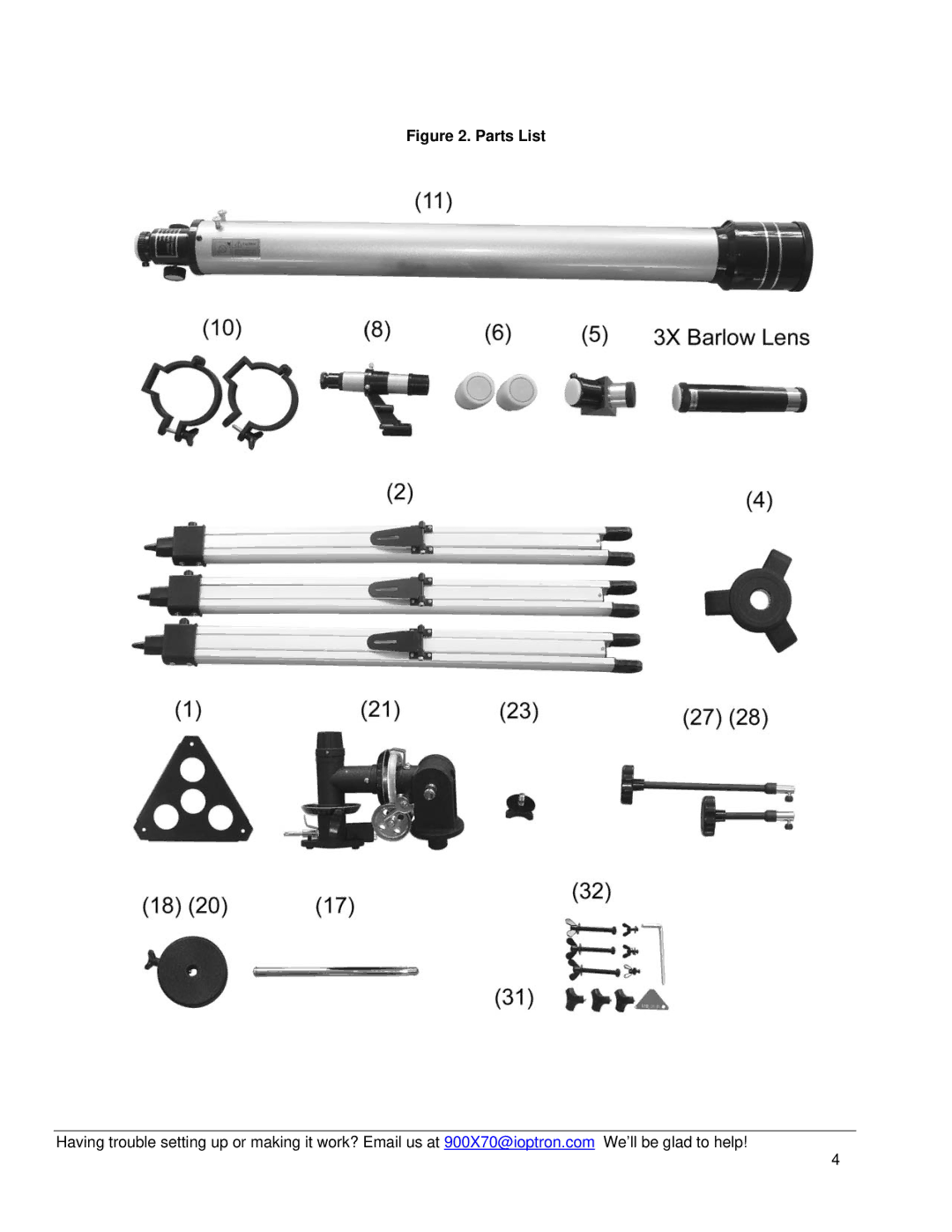 iOptron 6002, 6001 instruction manual Parts List 