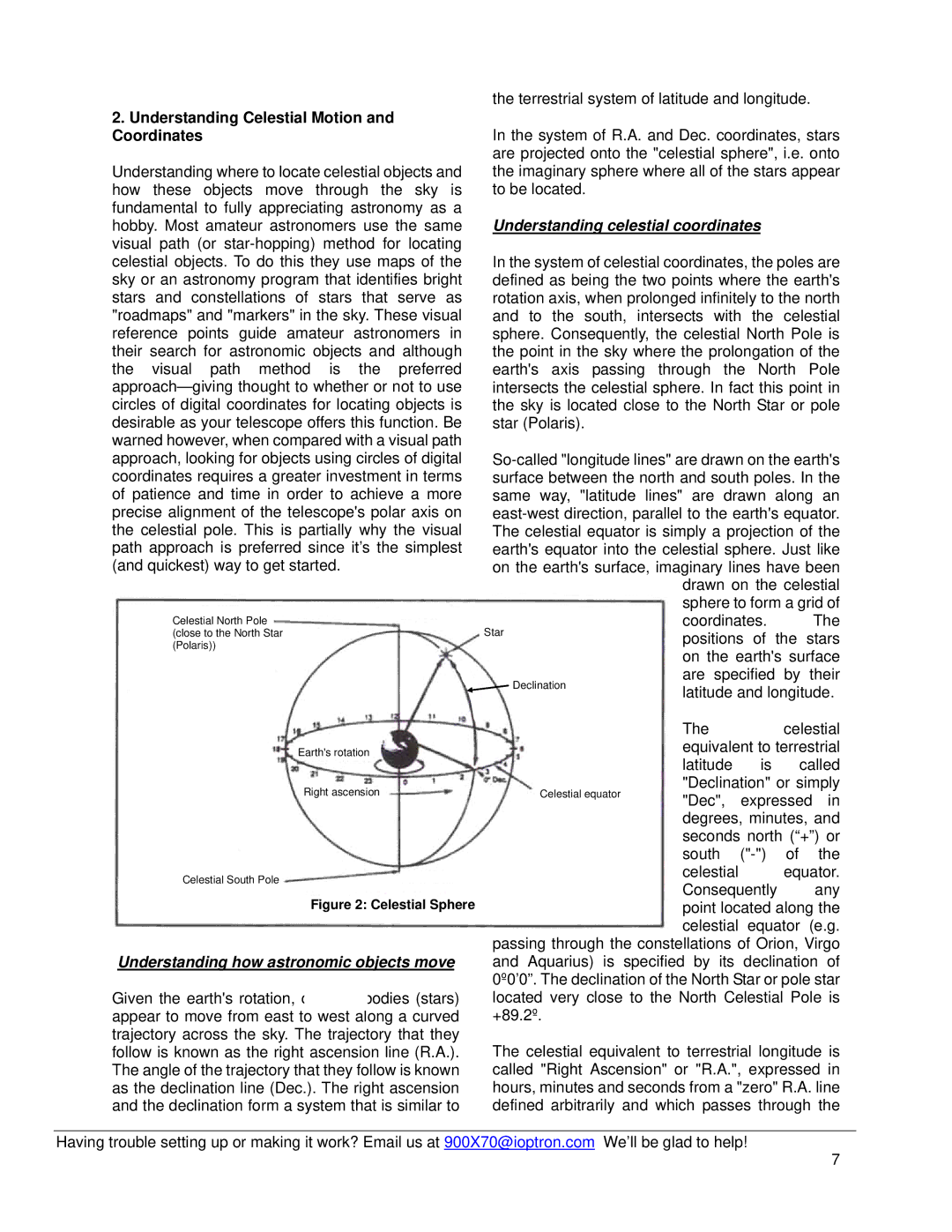 iOptron 6001, 6002 Understanding Celestial Motion and Coordinates, Understanding how astronomic objects move 