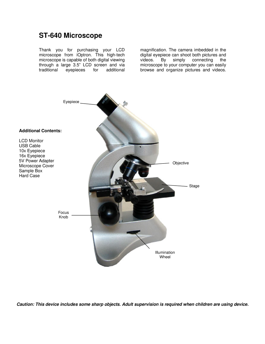 iOptron 6820 manual ST-640 Microscope, Additional Contents 