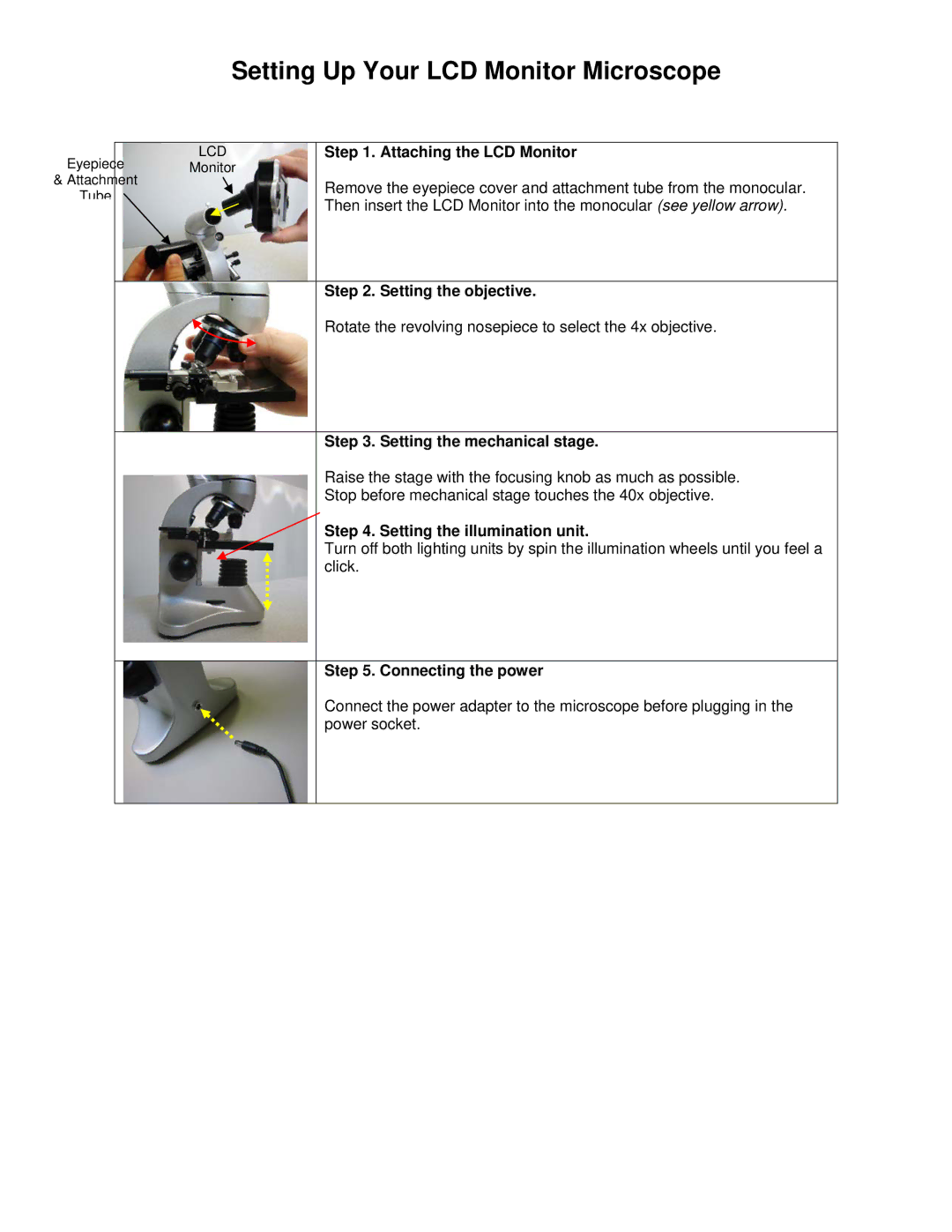 iOptron 6820 manual Setting Up Your LCD Monitor Microscope 