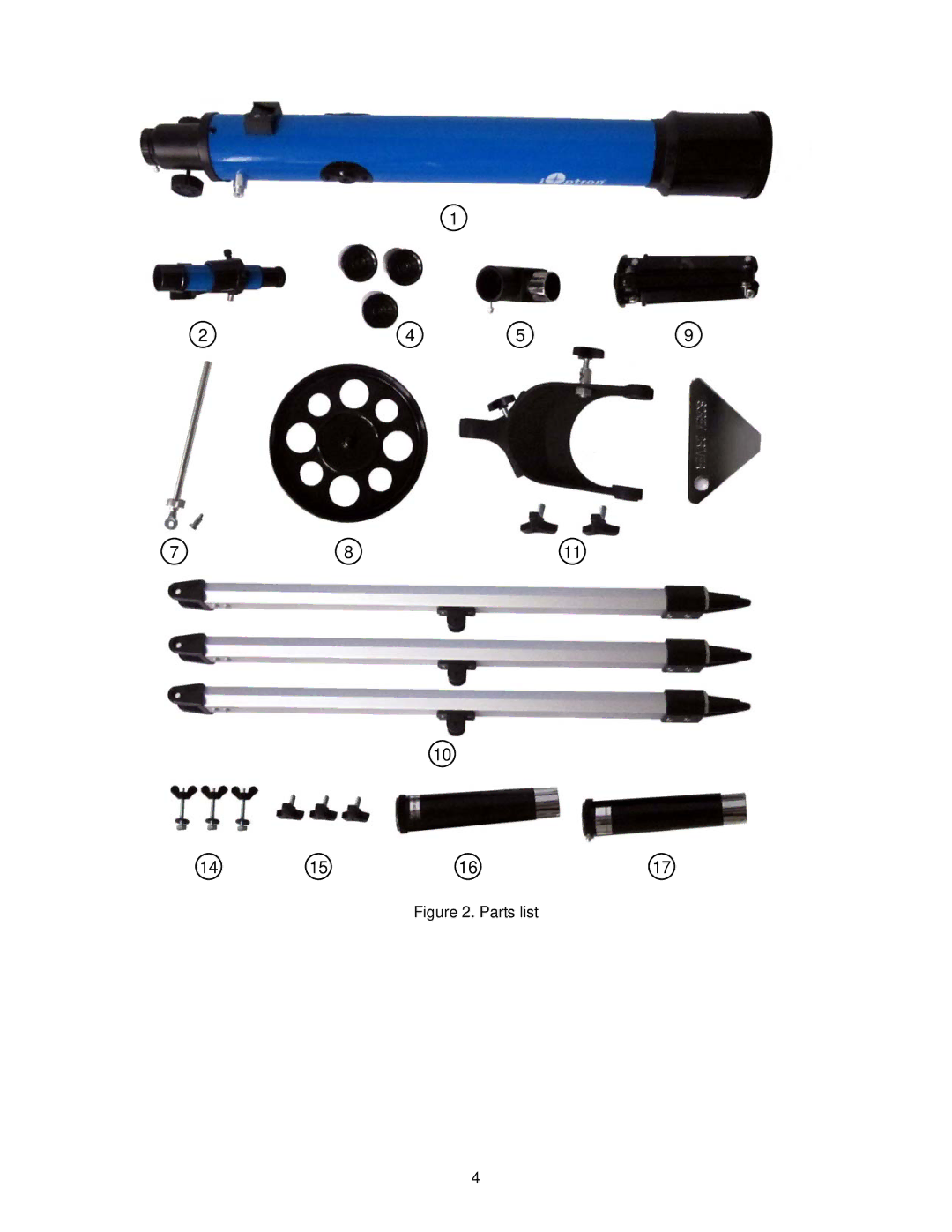 iOptron 70AZ instruction manual Parts list 