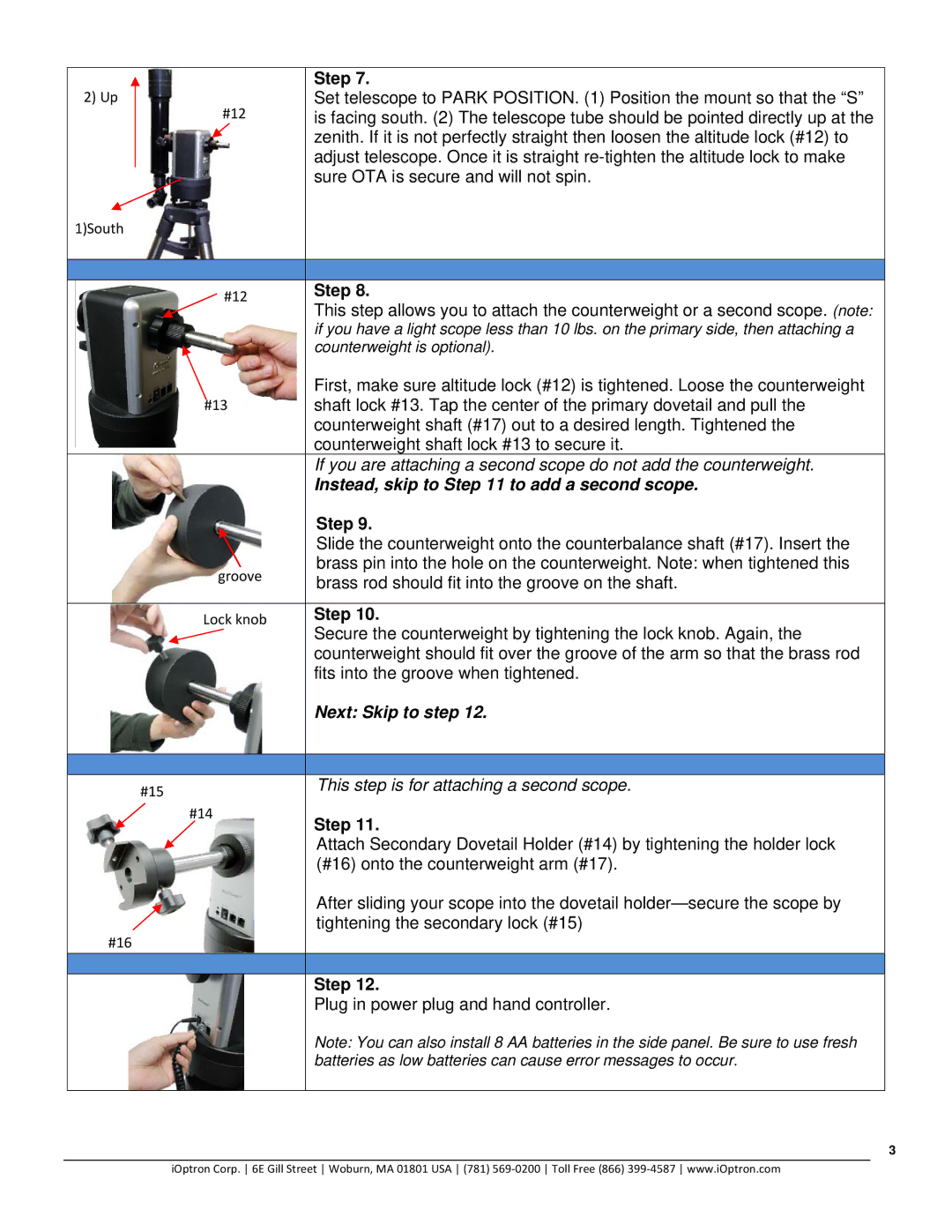 iOptron 8300-2G quick start Instead, skip to to add a second scope 