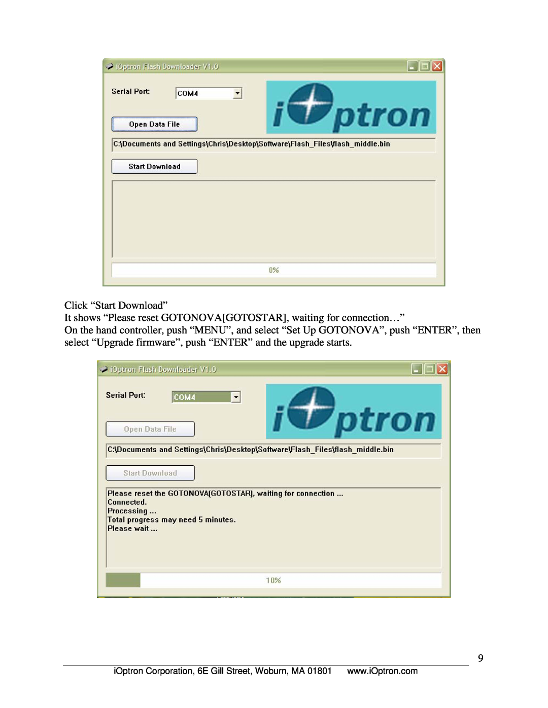iOptron 8402A manual Click “Start Download” 