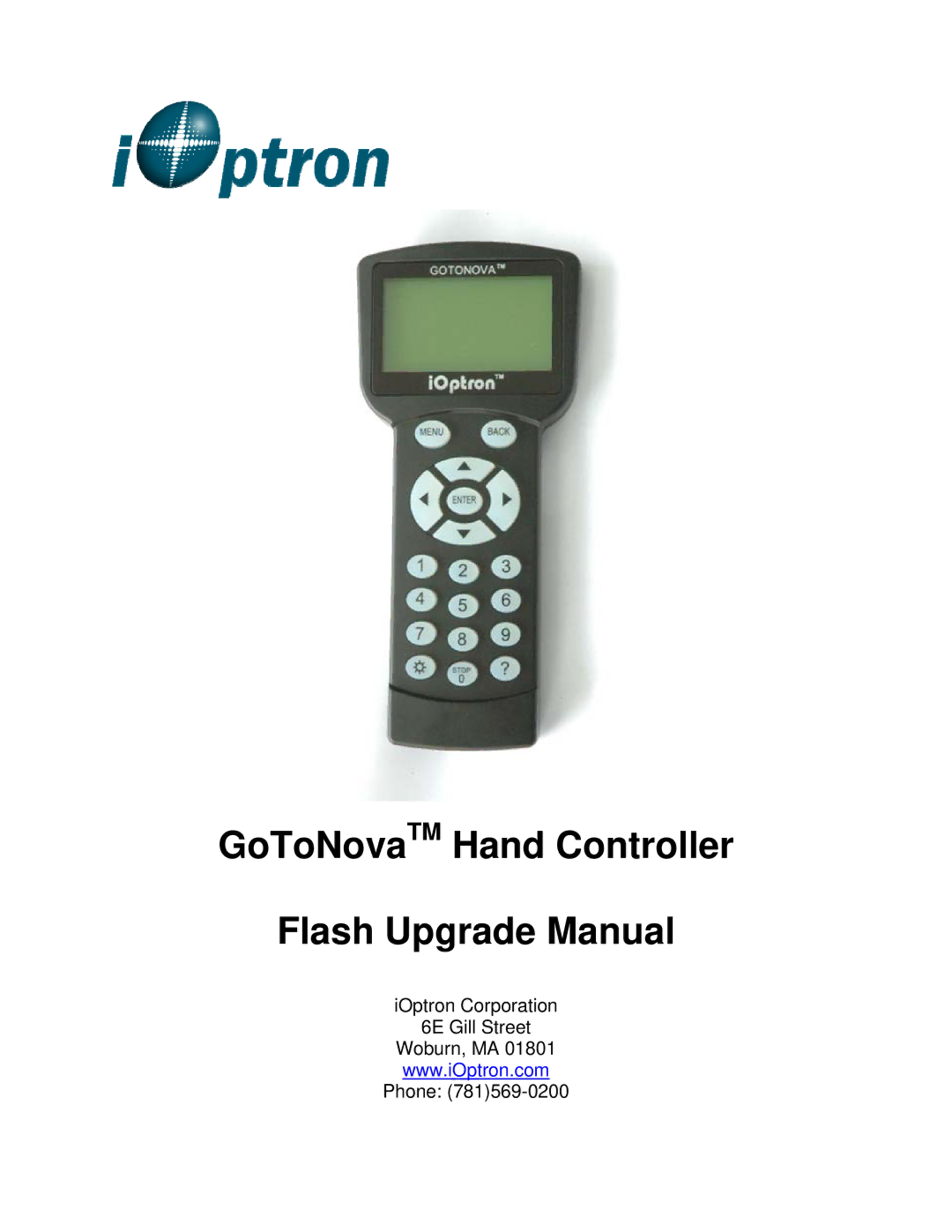 iOptron 8402A manual GoToNovaTM Hand Controller Flash Upgrade Manual 