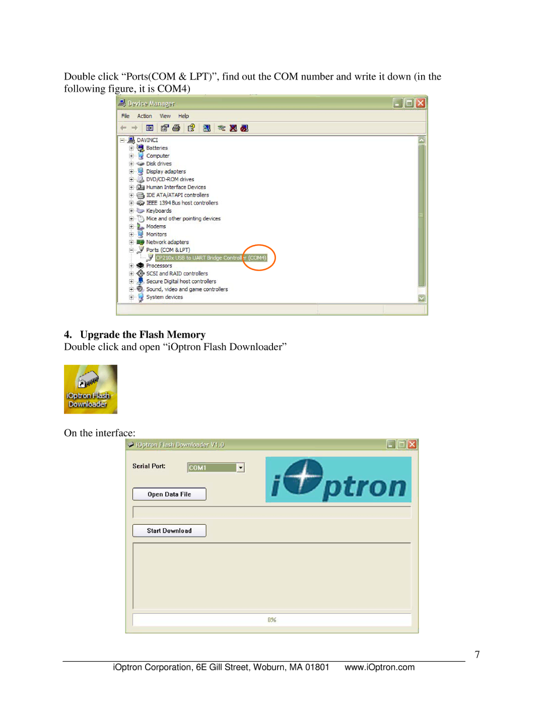 iOptron 8402A manual Upgrade the Flash Memory 