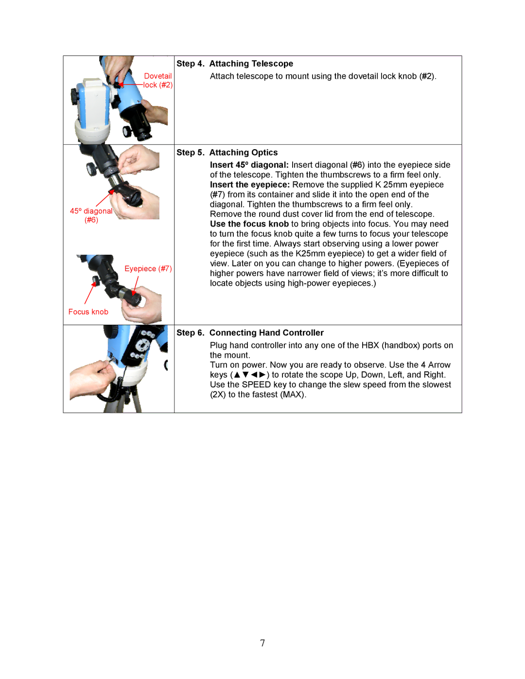 iOptron 8405 instruction manual Attaching Telescope 