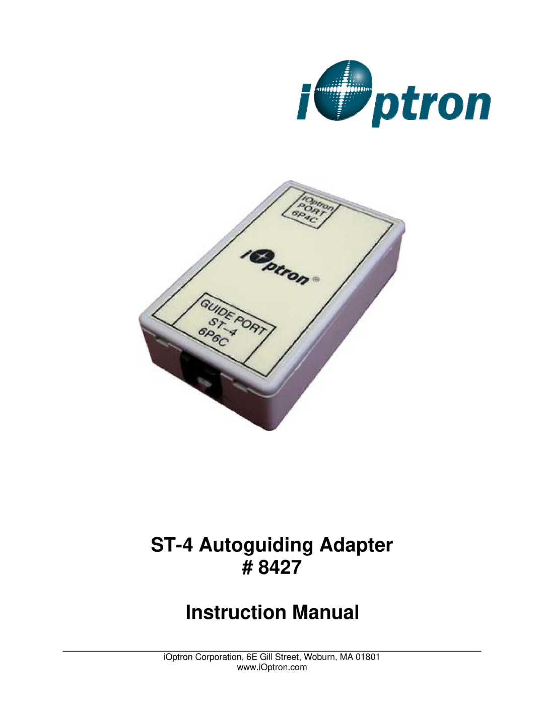 iOptron 8427 instruction manual ST-4 Autoguiding Adapter 