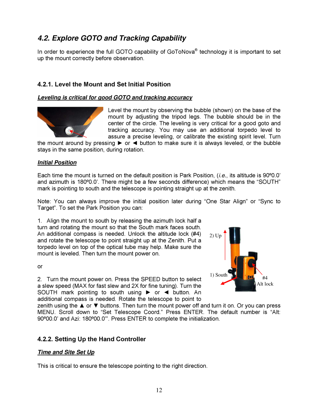 iOptron 8506, 8507 instruction manual Explore Goto and Tracking Capability, Level the Mount and Set Initial Position 