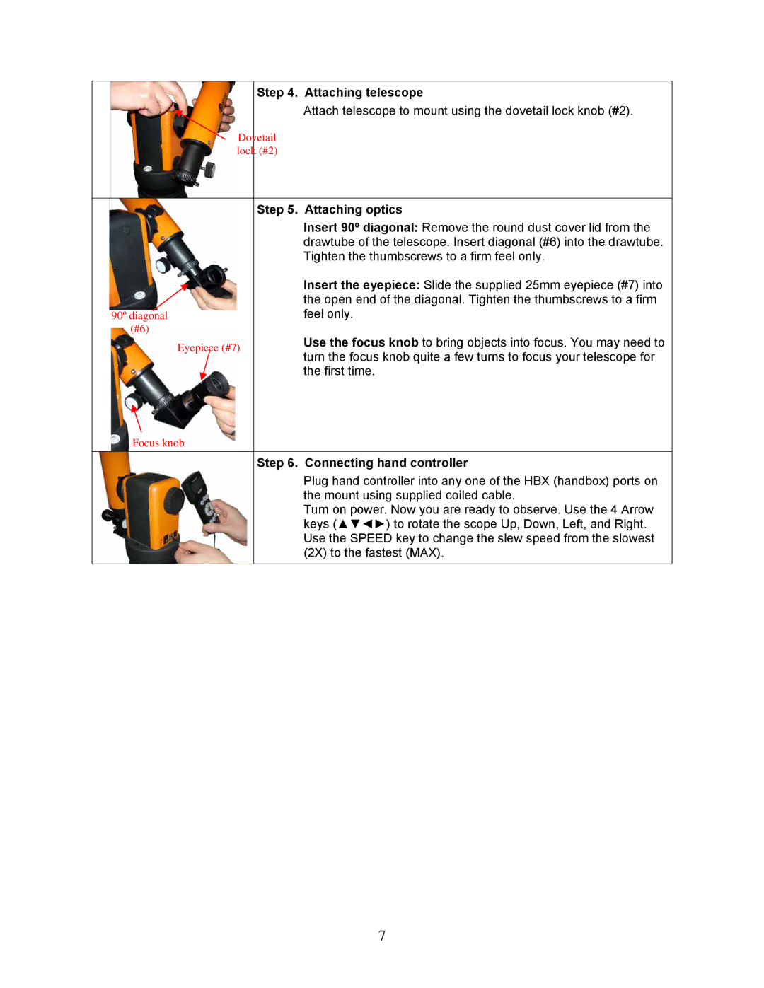 iOptron 8507, 8506 instruction manual Attaching telescope 