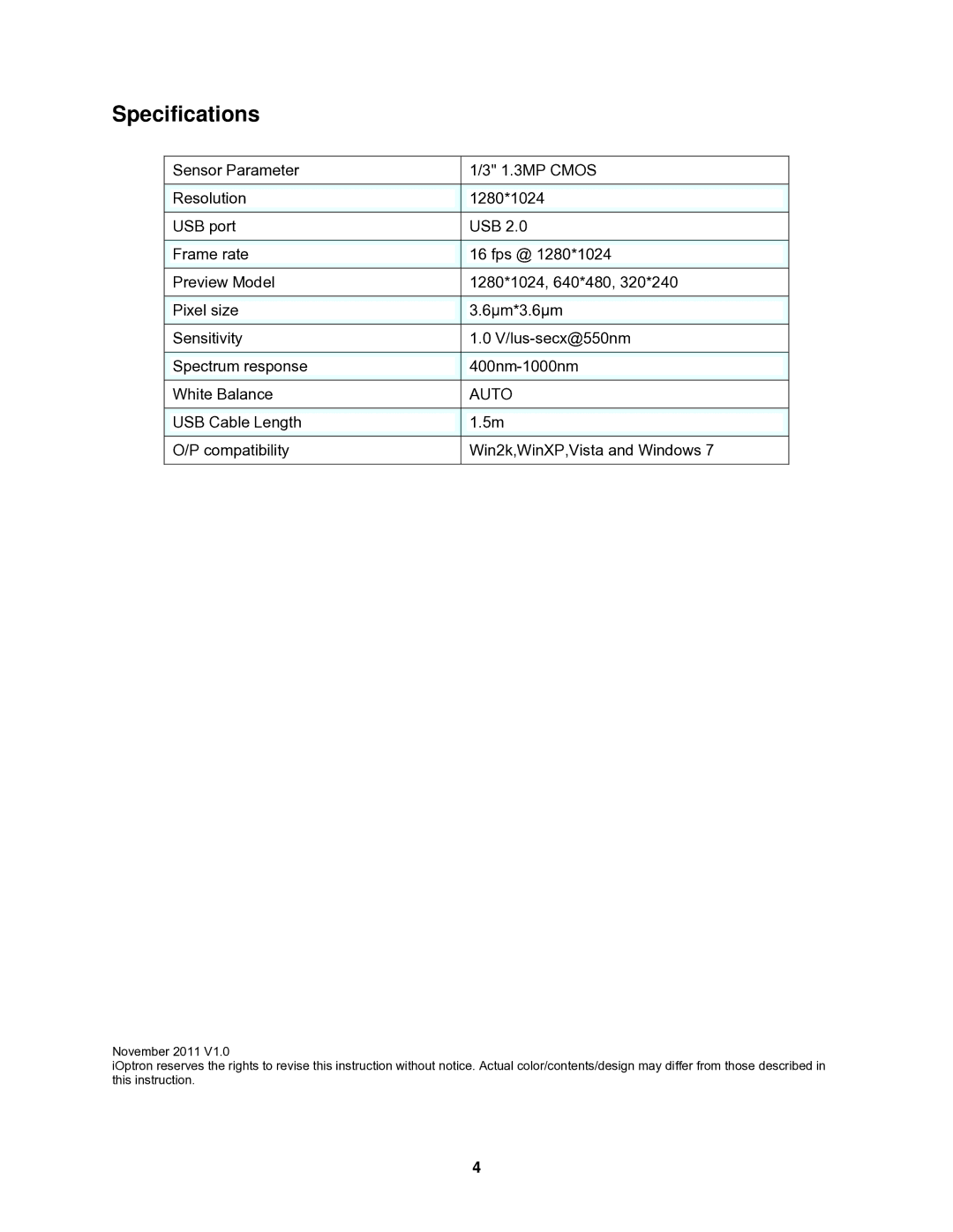 iOptron IE1300 instruction manual Specifications, Auto 