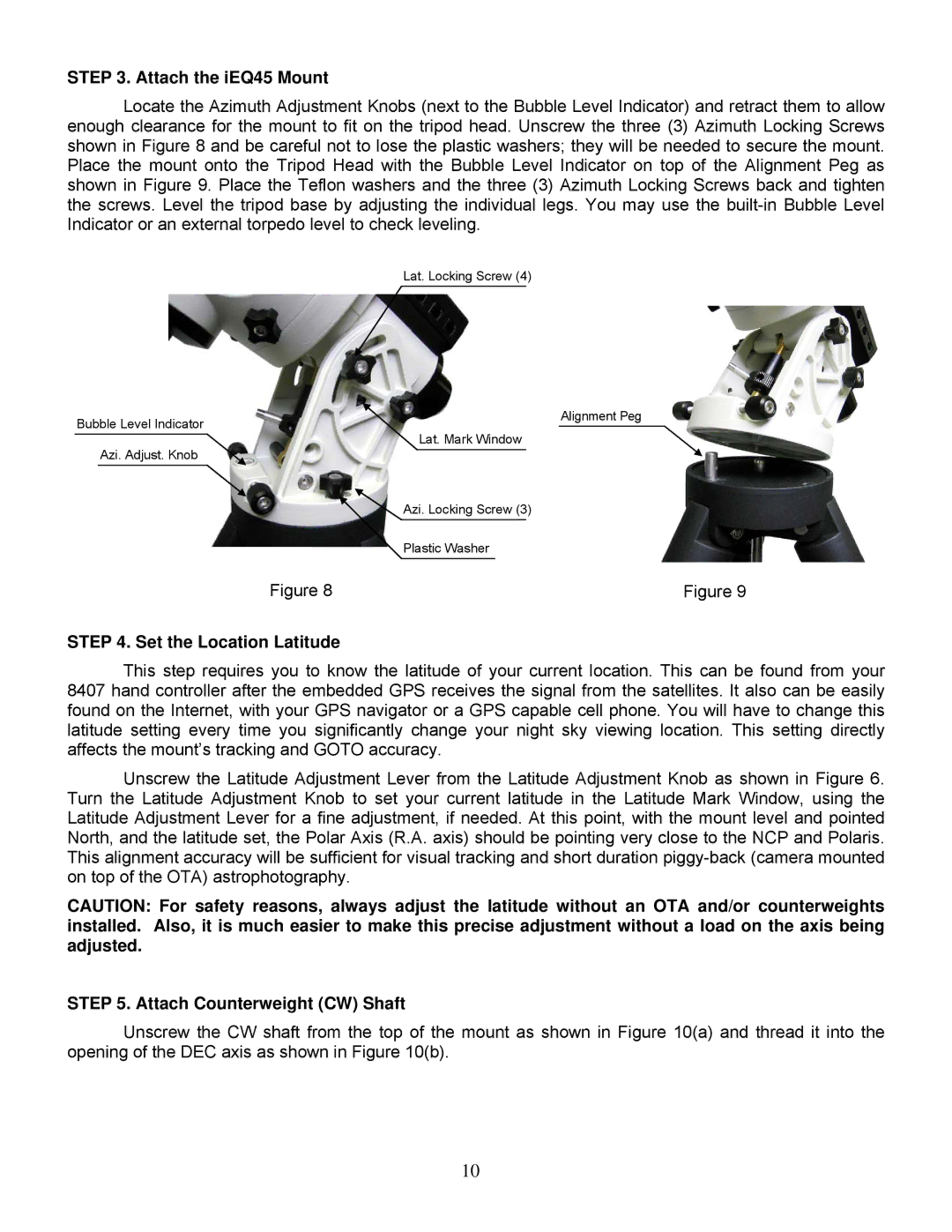 iOptron IEQ45TM instruction manual Attach the iEQ45 Mount 