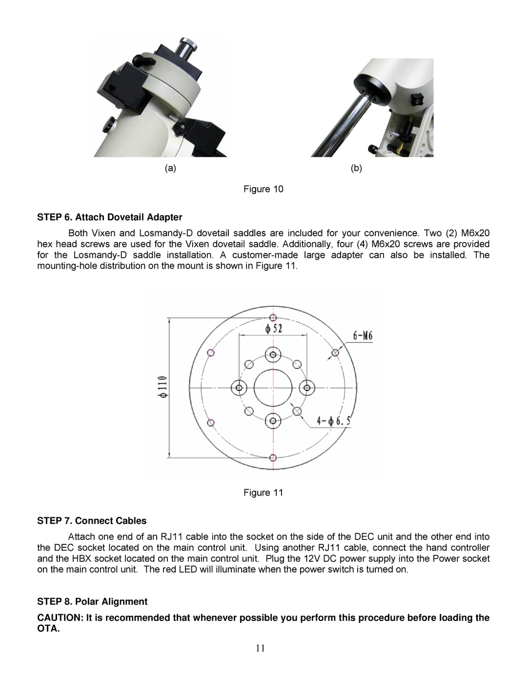 iOptron IEQ45TM instruction manual Attach Dovetail Adapter 