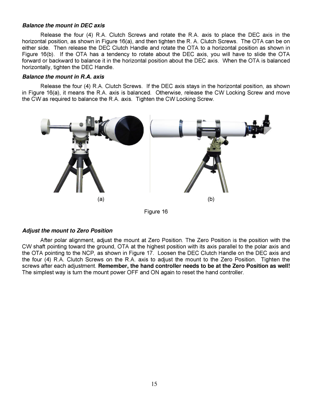 iOptron IEQ45TM instruction manual Balance the mount in DEC axis 