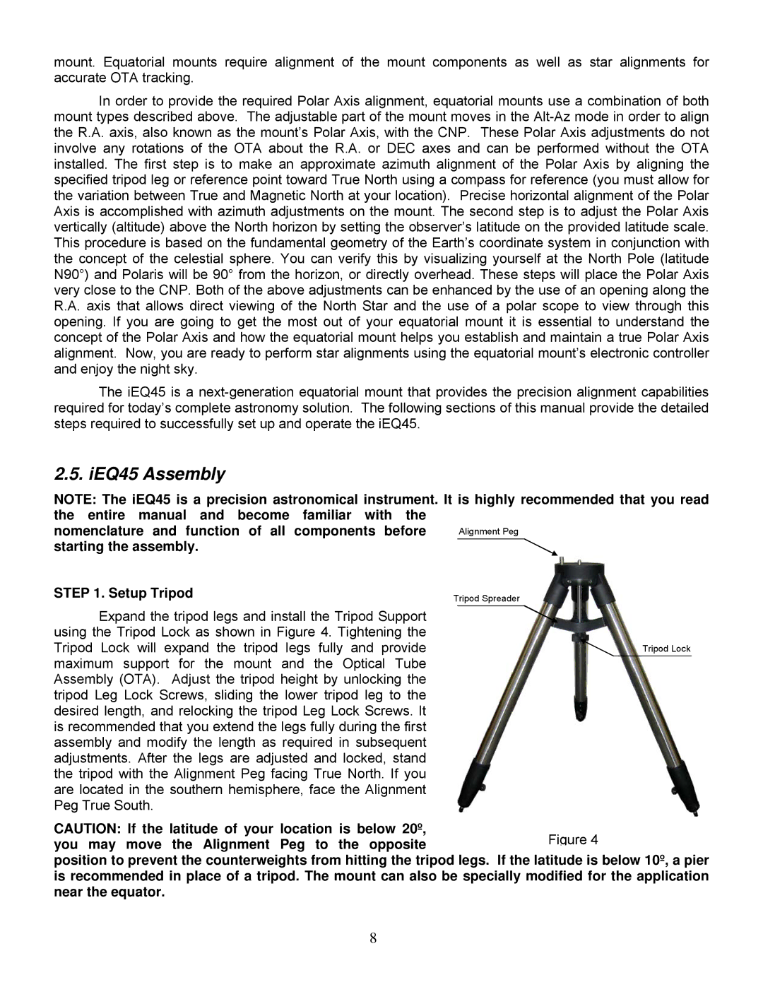 iOptron IEQ45TM instruction manual IEQ45 Assembly 