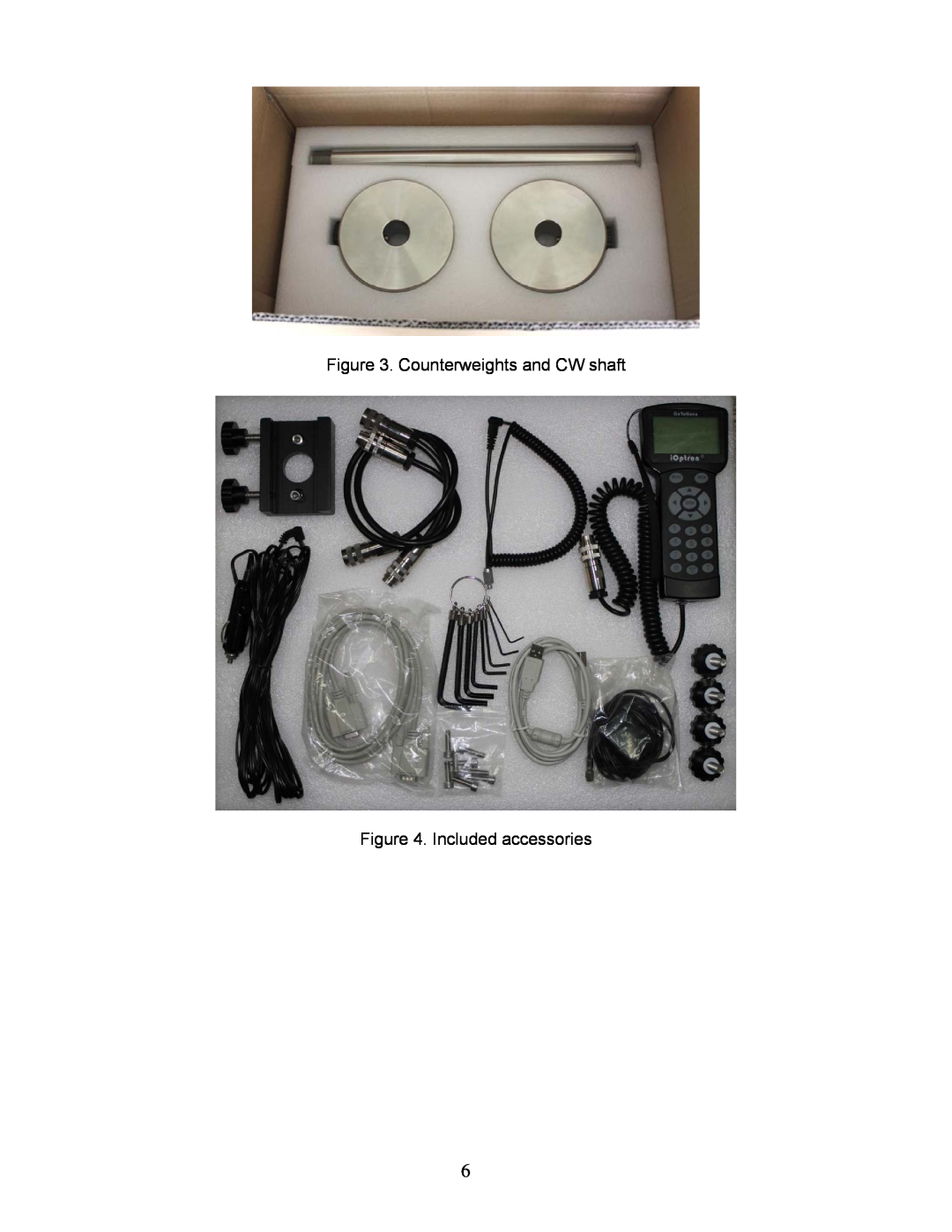 iOptron IEQ75-GTTM instruction manual Counterweights and CW shaft, Included accessories 