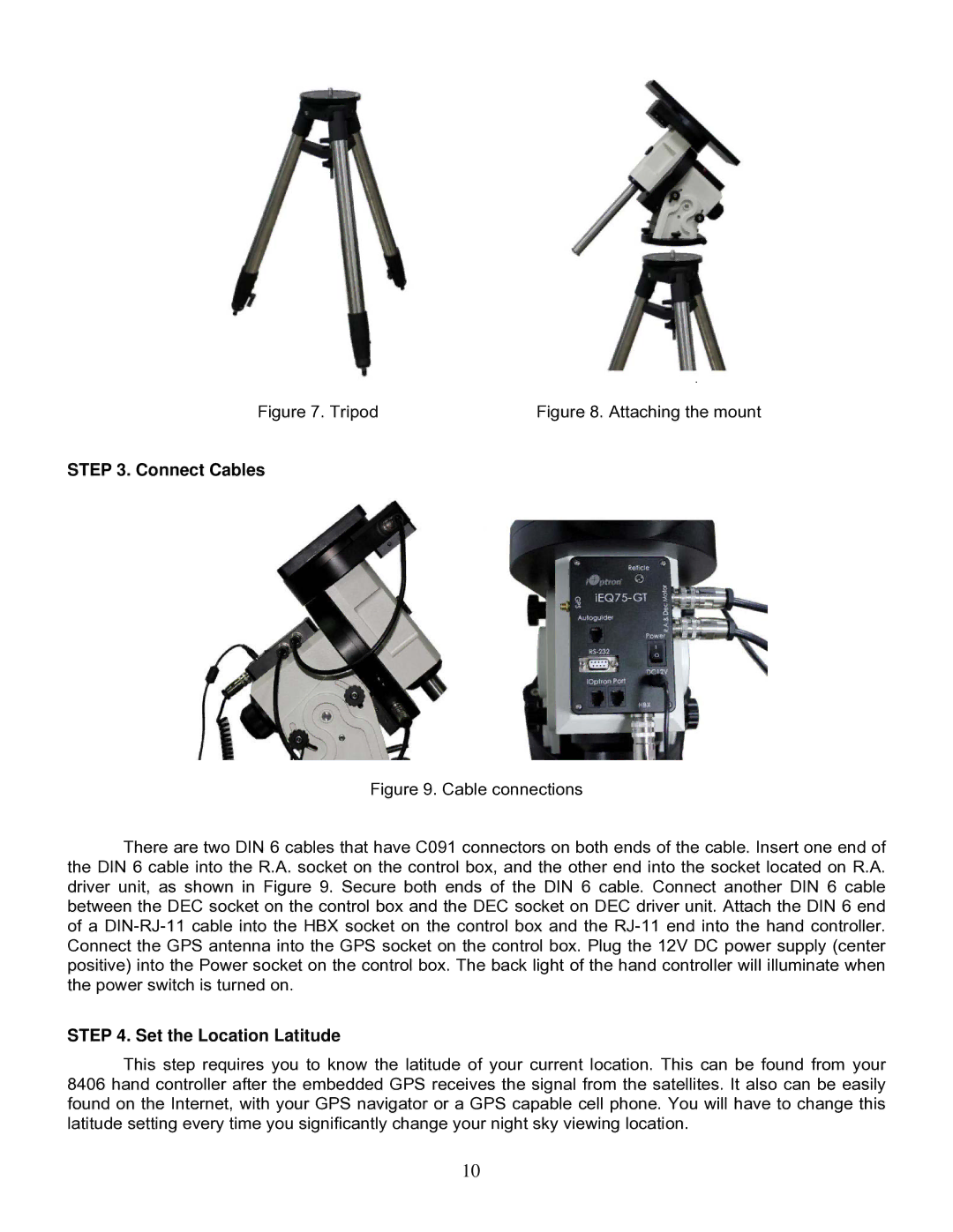 iOptron IEQ75-GTTM instruction manual Connect Cables 