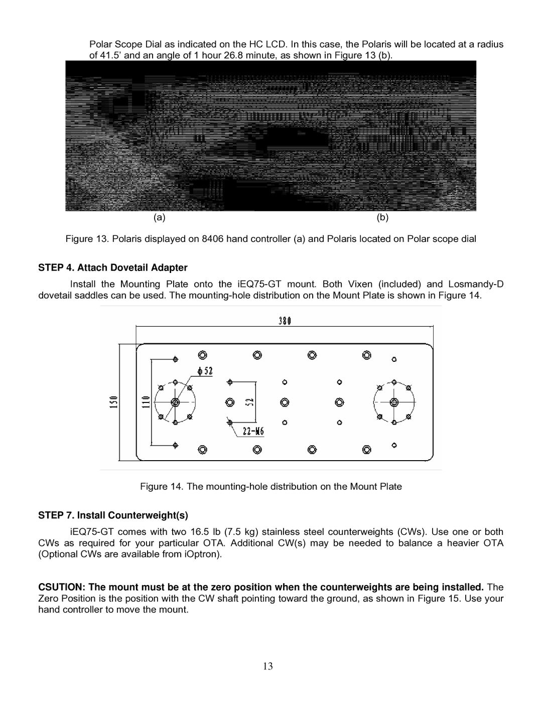 iOptron IEQ75-GTTM instruction manual Attach Dovetail Adapter 