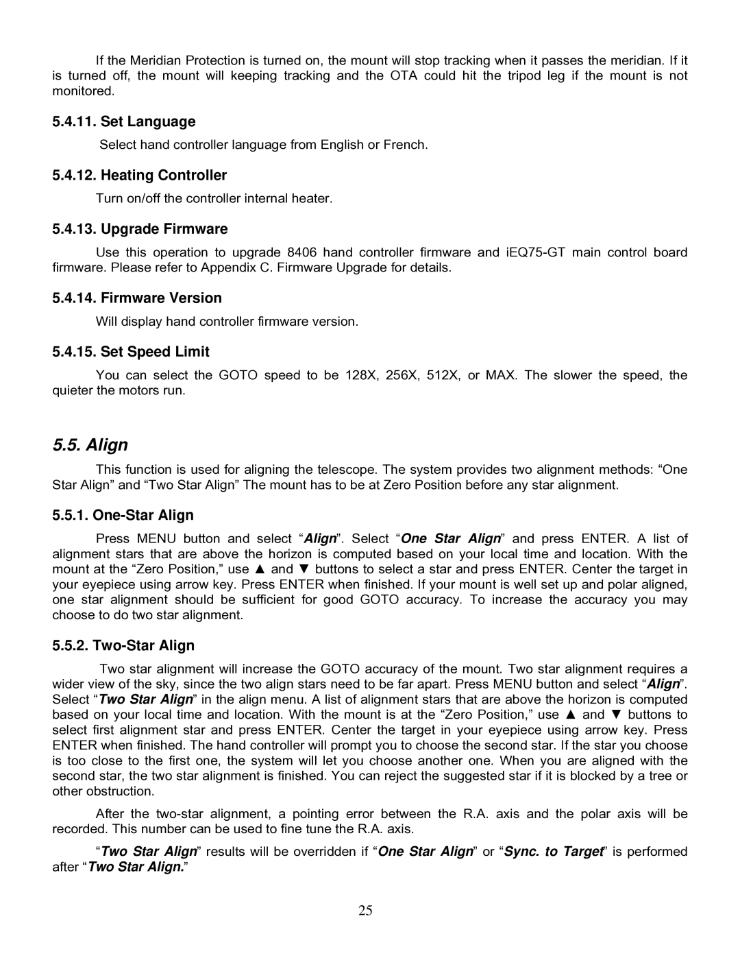 iOptron IEQ75-GTTM instruction manual Align 