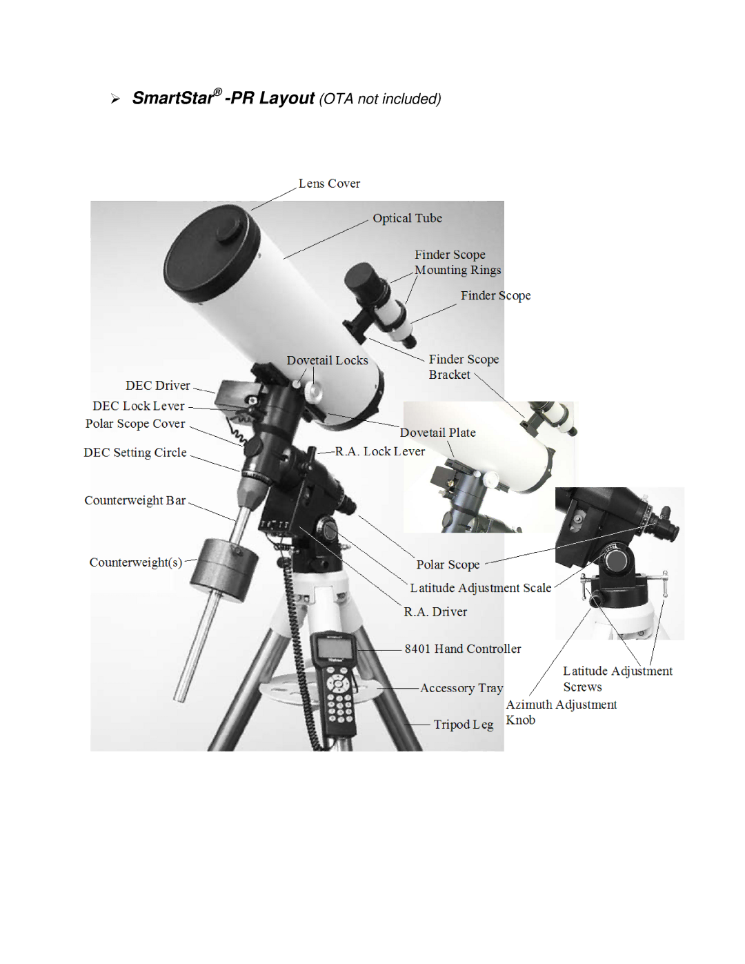 iOptron PR EQ manual SmartStar -PR Layout OTA not included 