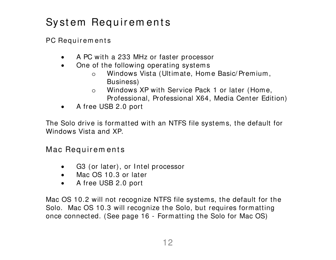 ioSafe 910-10841-00, Solo user manual System Requirements, PC Requirements 