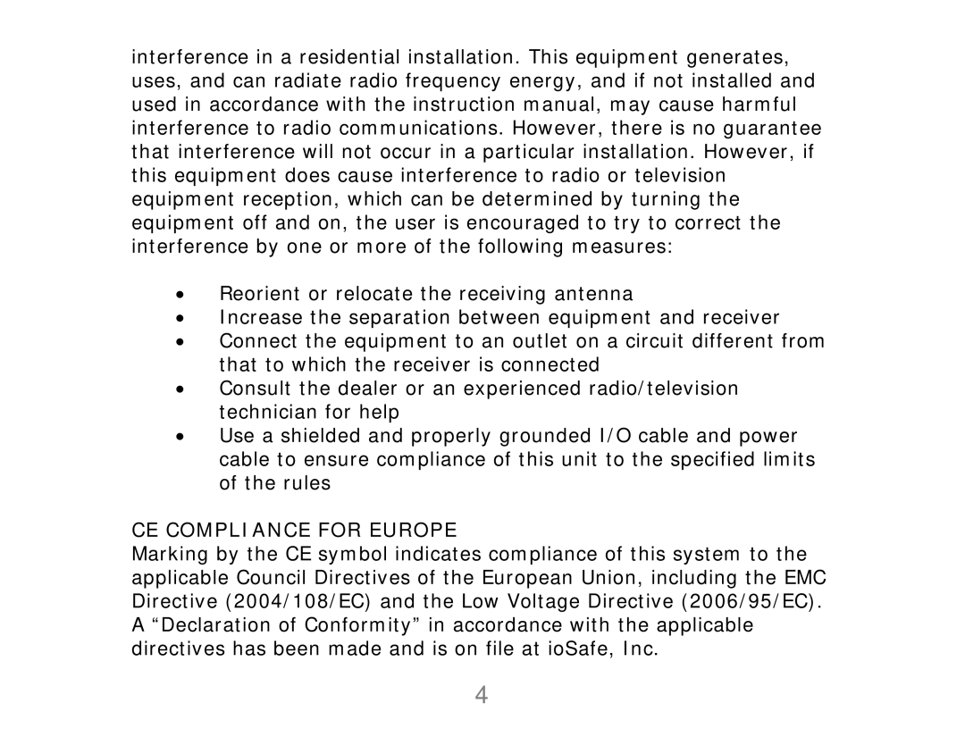 ioSafe 910-10841-00, Solo user manual CE Compliance for Europe 