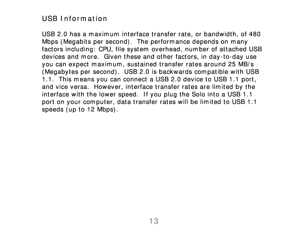 ioSafe Solo, 910-10841-00 user manual USB Information 