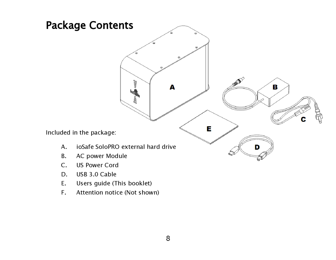 ioSafe USB 3.0 user manual Package Contents 