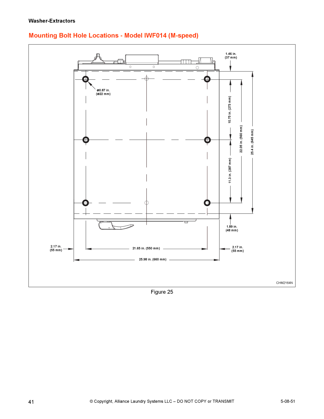 IPSO CHM2097N installation manual Mounting Bolt Hole Locations Model IWF014 M-speed 