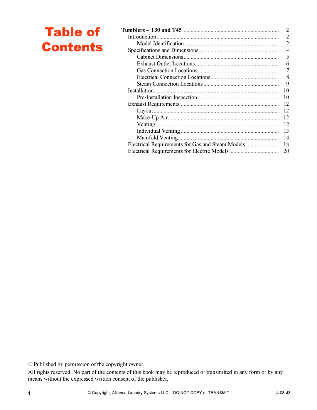 IPSO T45, T30 installation manual Contents 