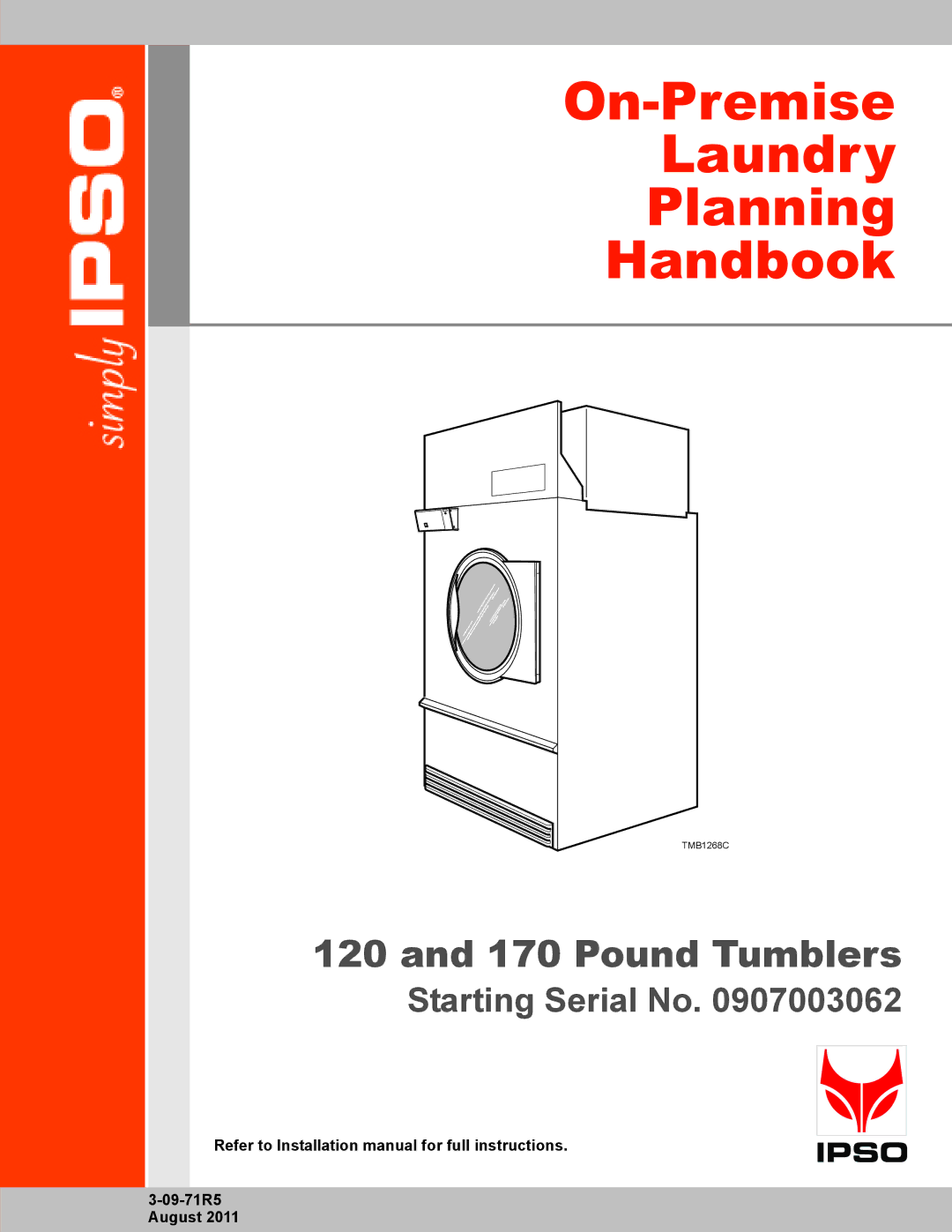 IPSO TMB1268C installation manual On-Premise Laundry Planning Handbook 