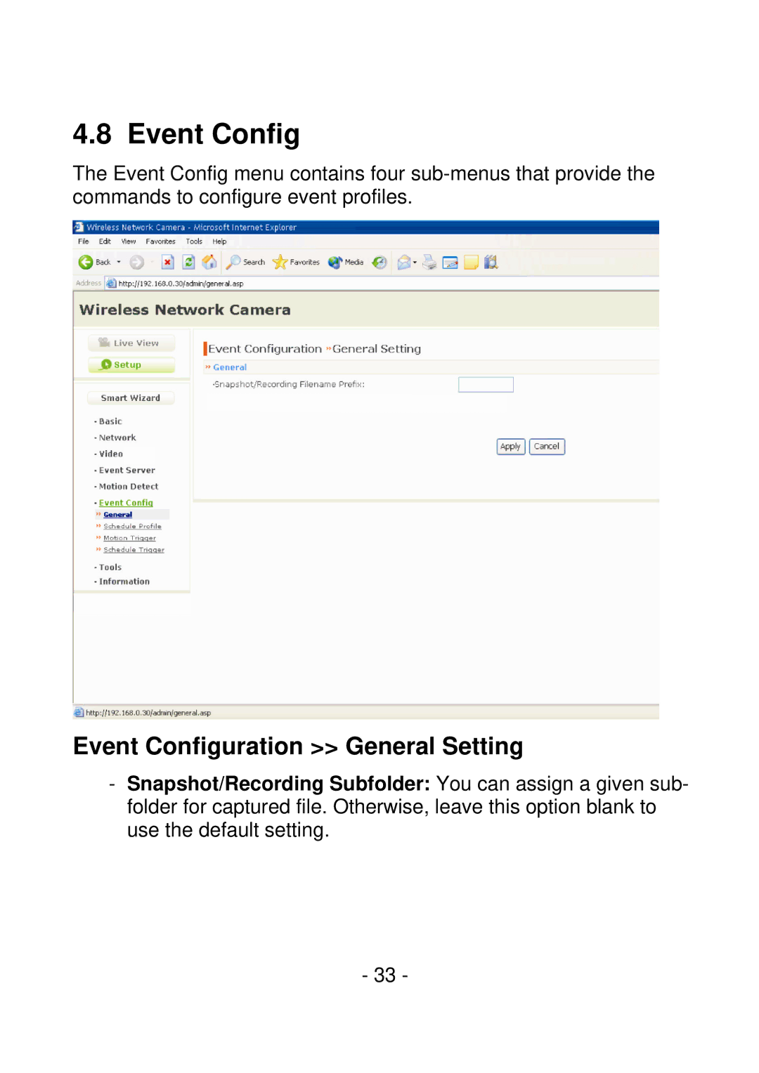 IPUX CS101A manual Event Configuration General Setting 