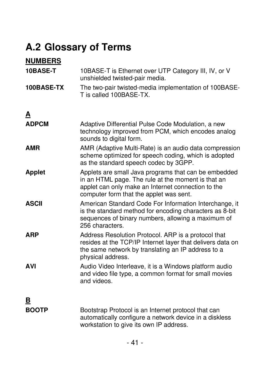 IPUX CS101A manual Glossary of Terms 