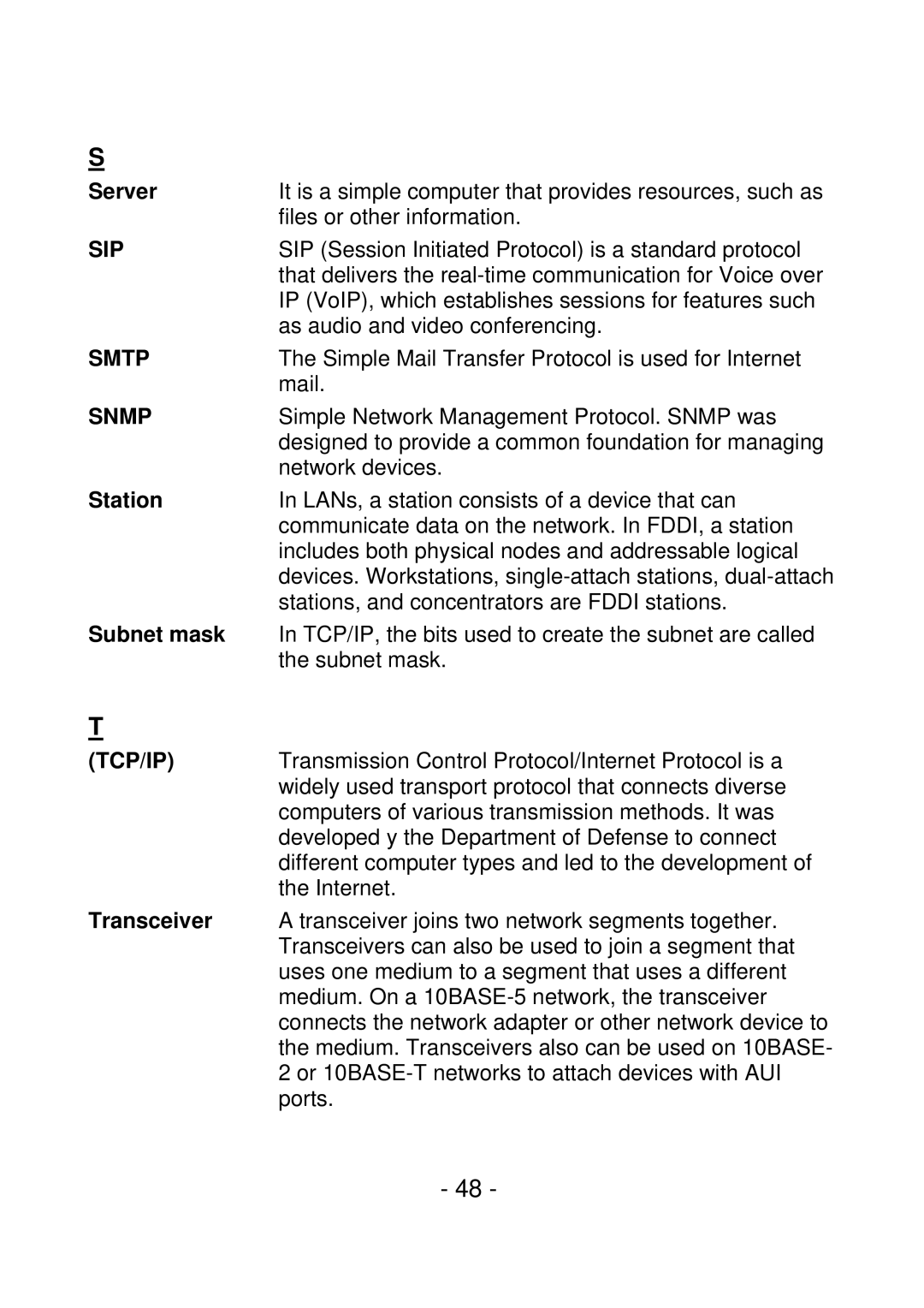 IPUX CS101A manual Sip, Smtp, Snmp, Tcp/Ip 