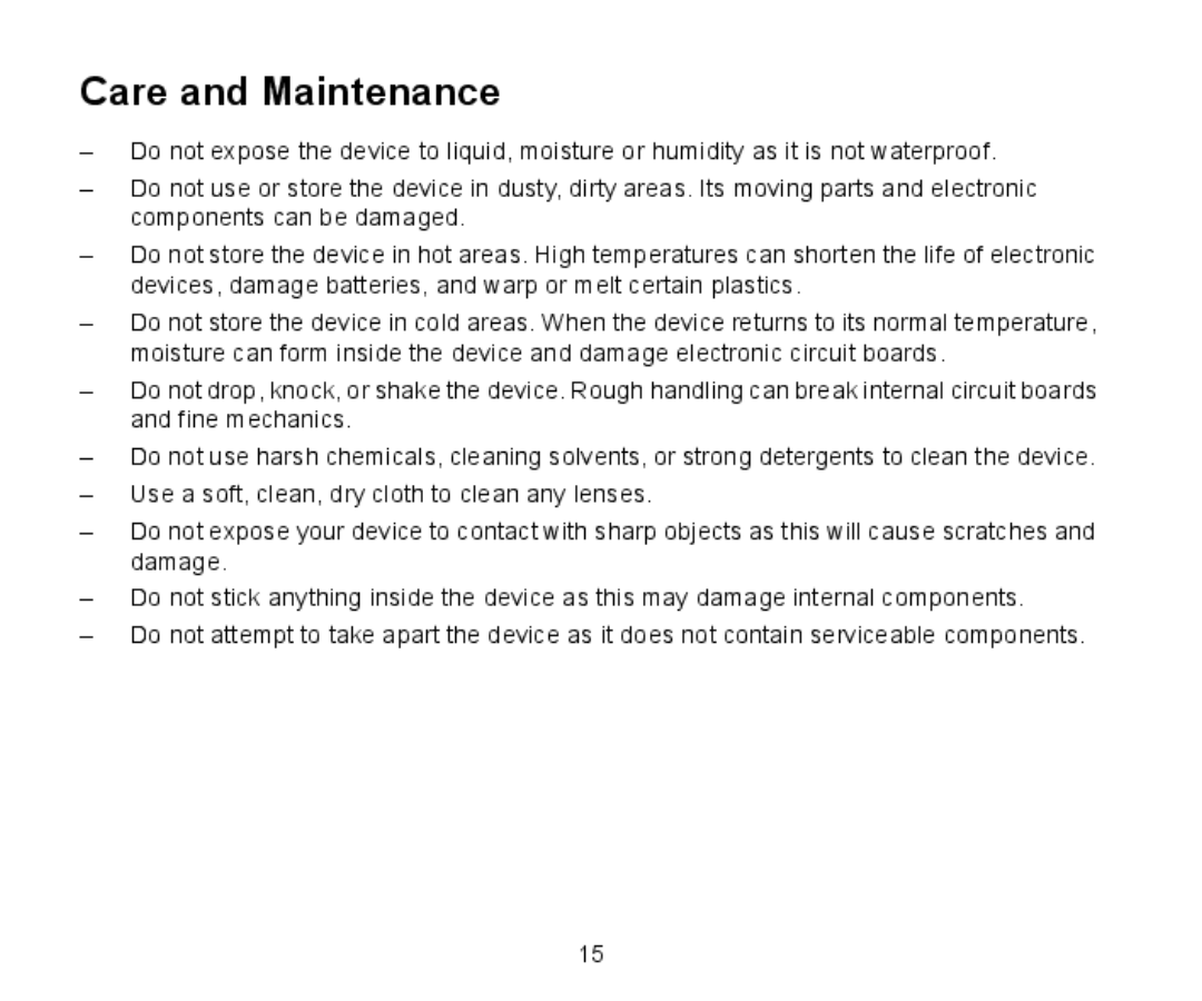 Iqua 2 manual Care and Maintenance 