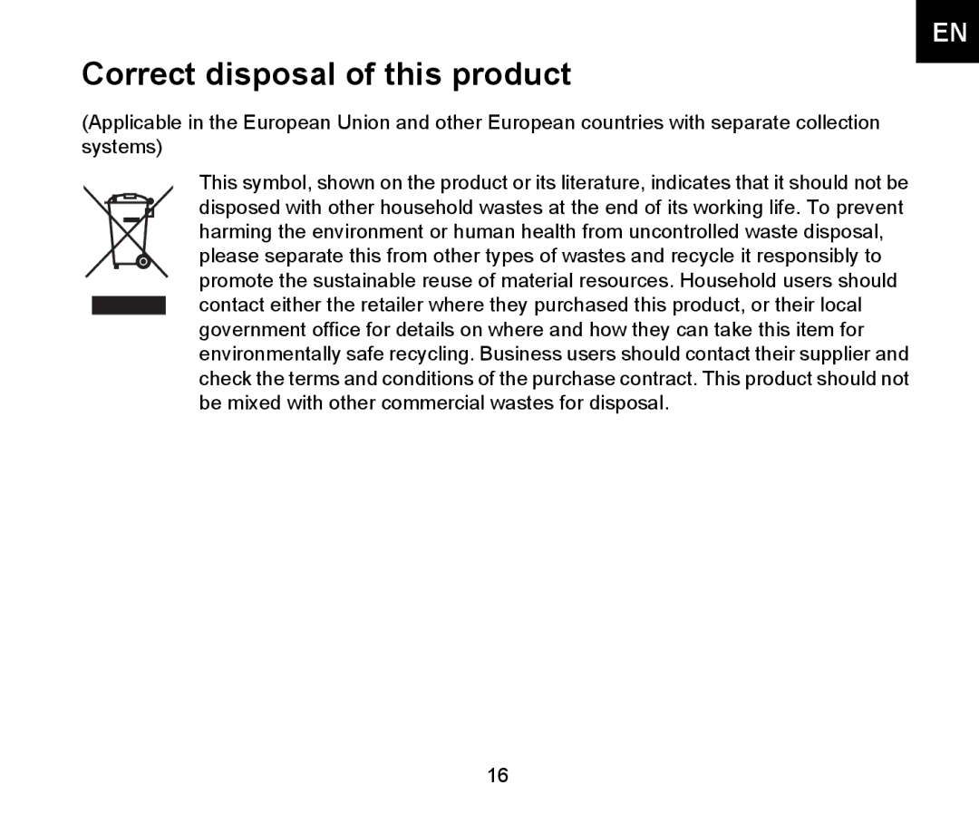 Iqua 2 manual Correct disposal of this product 