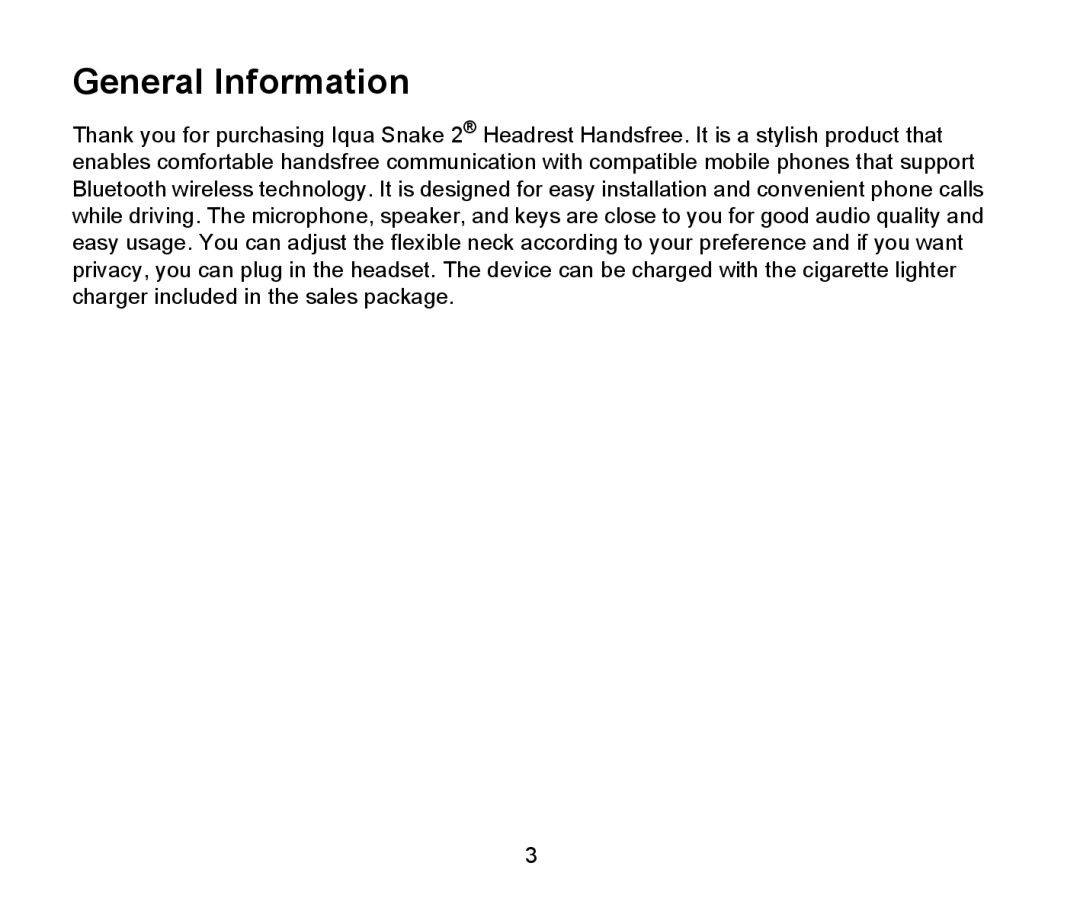 Iqua 2 manual General Information 