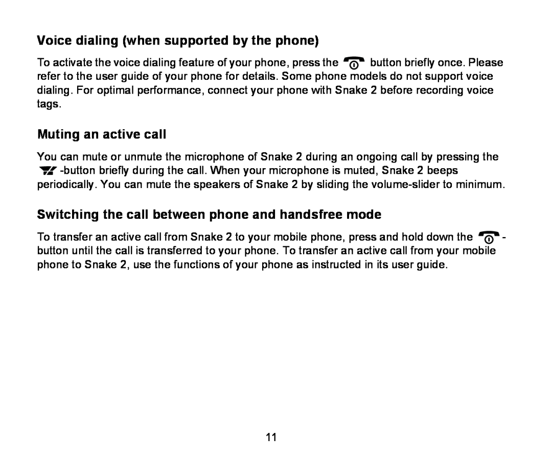 Iqua 2 manual Voice dialing when supported by the phone, Muting an active call 