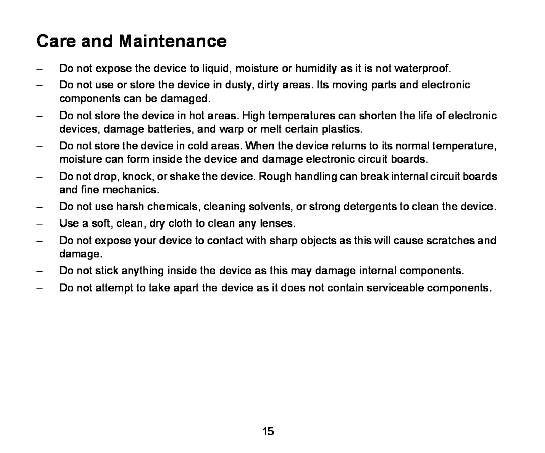 Iqua 2 manual Care and Maintenance 