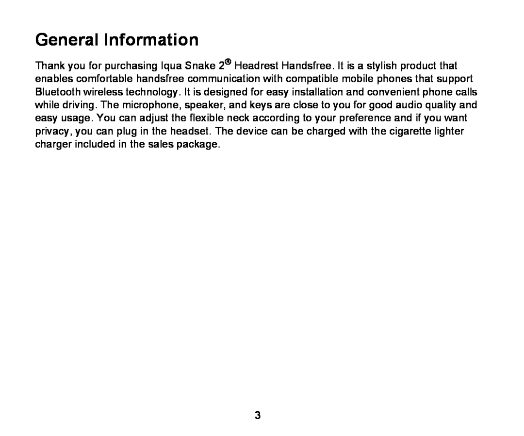 Iqua 2 manual General Information 